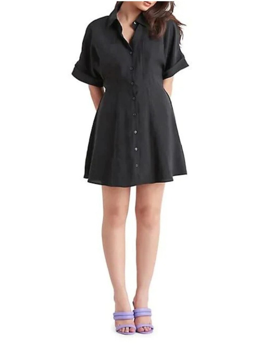 Black Tape_ 100% Tencel Little Black Shirt Dress, Size M, RN#144262